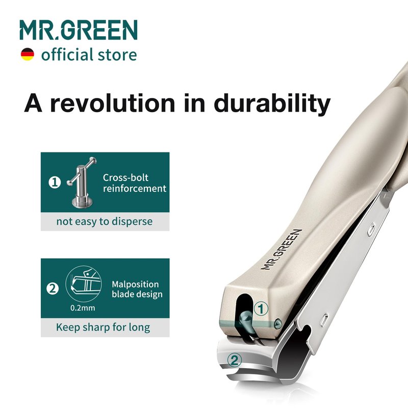MR.GREEN Nail Clippers Stainless Steel Anti Splash Fingernail Cutter Manicure Tools Bionics Design Pedicure Scissor Nail Trimmer (Nail Clipper Two-Pack (Medium+Large))