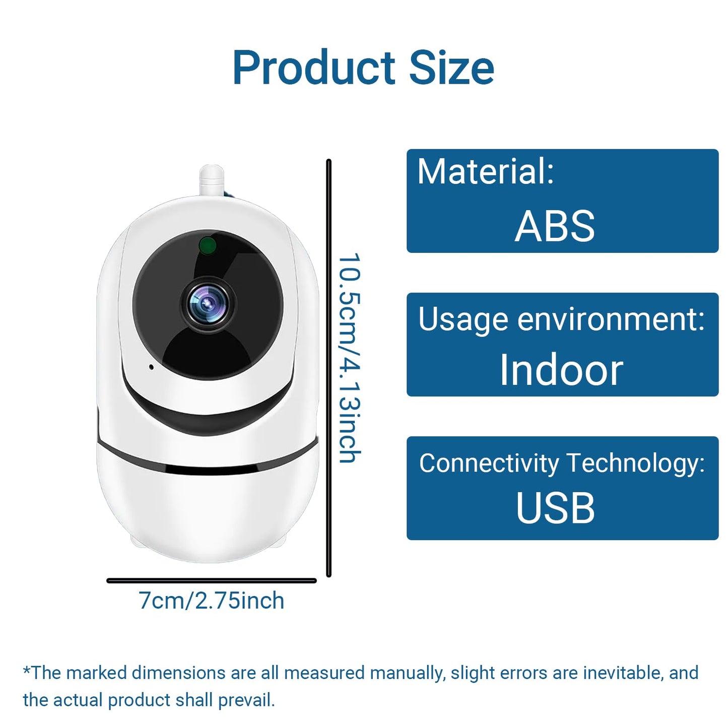 1080P Indoor Camera with 360 Degree Pan Tilt, Two Way Audio and 2.4G Auto Tracking, App Control, Person Pet Sound Detection, Privacy Mode for Home Nursery, White