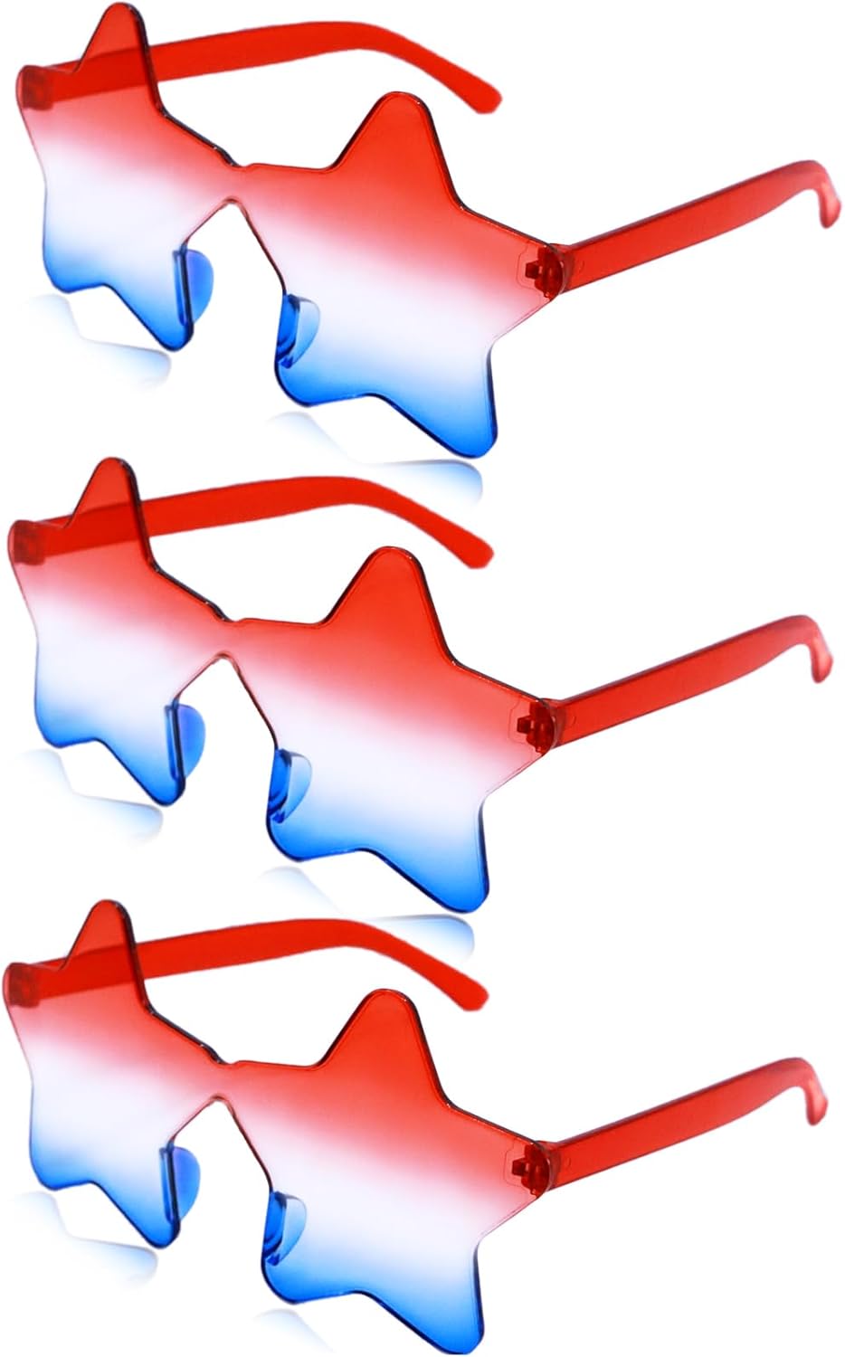 4th of July Star Glasses - USA Red, White & Blue Party Accessory | One Size Fits All | Lightweight Plastic Frames for Parades & BBQs