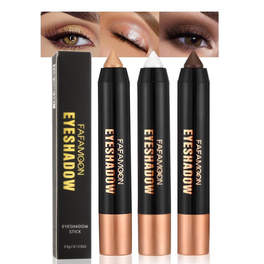 Monochrome Cream Glitter Eye Shadow Stick Palette - 2-in-1 Waterproof Eyeshadow & Eyeliner Pencil for Mature Women | Vegan & Cruelty-Free | 06 Shimmer Dark Brown