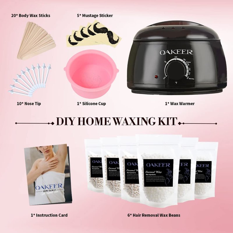 Oakeer 2024 Update Waxing Kit for Fine Hair Removal with 6 Pro Ice Cream Wax Bags for Women's Arms, Facial, Eyebrow, Lips, Bikini Area