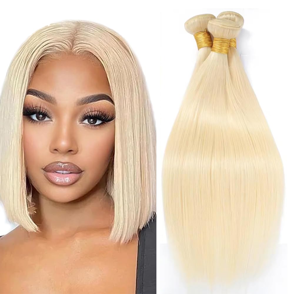 300g 613 Bundles Human Hair Blonde Straight Bundle Brazilian Virgin Hair 3 Bundles 12 14 16 Inch Blonde Straight Human Hair Extensions