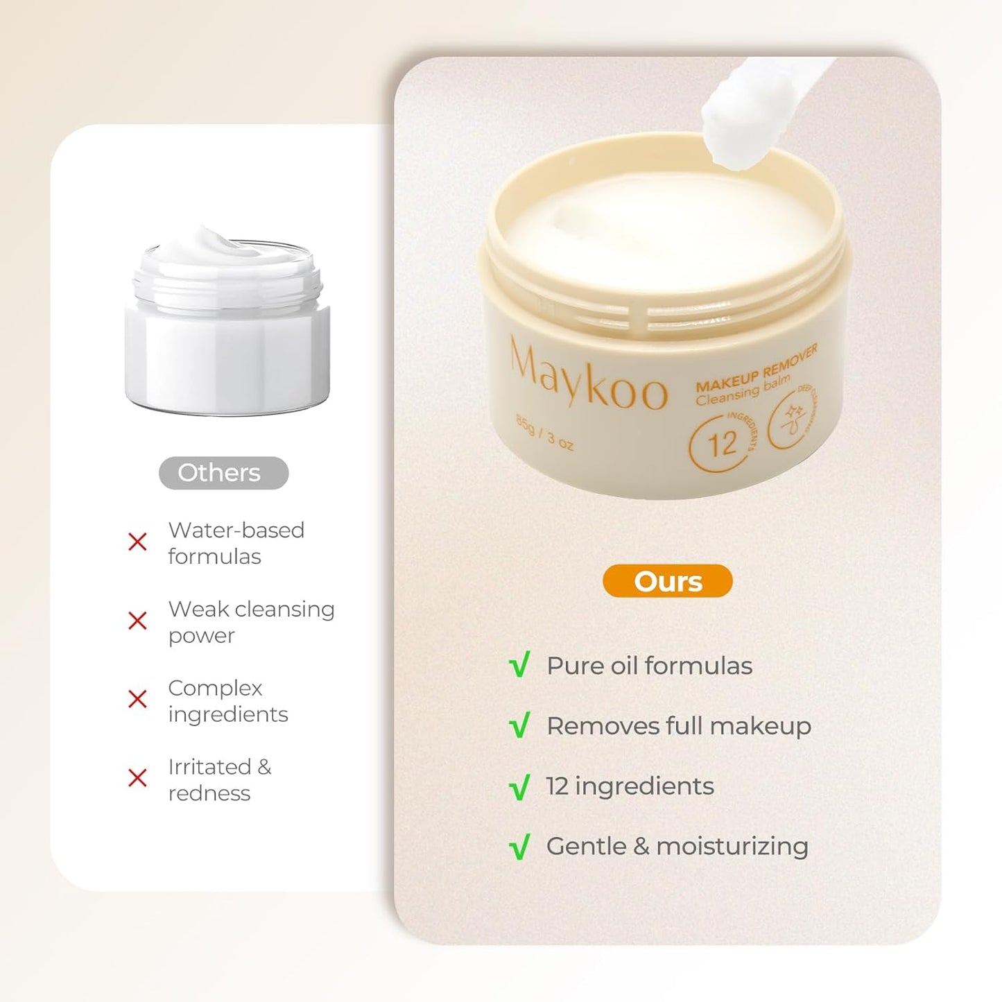 Makeup Remover Balm - Hydrating Deep Cleansing Oil-Based Formula | Gentle for All Skin Types, 85g/3oz