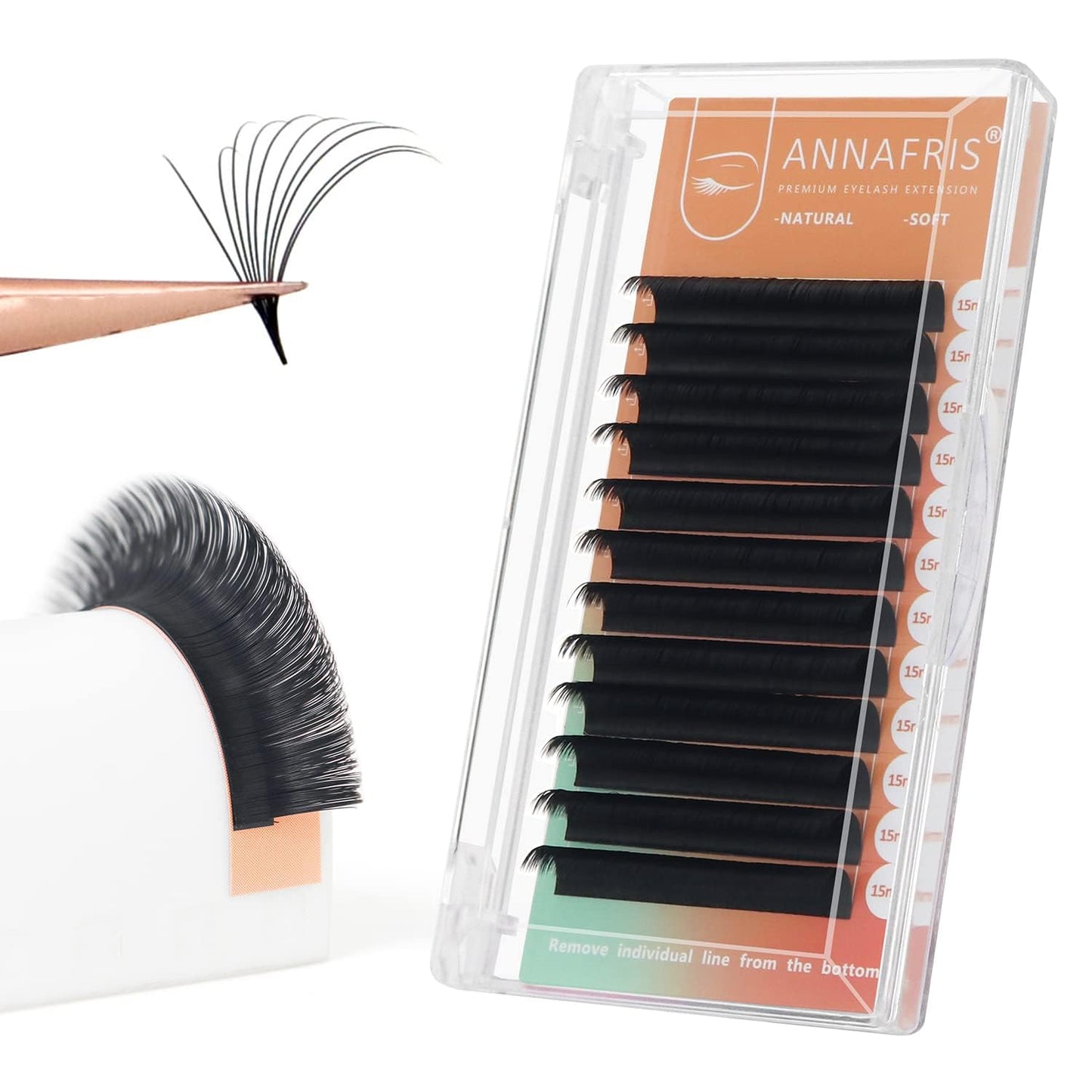 ANNAFRIS Easy Fan Eyelash Extension Automatic 1S Flowering Individual False Lashes Natural Soft Matte Black Volume Lash Extensions supplies