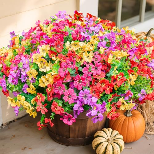 Florisso 12 Bundles Artificial Outdoor Daisy Flowers with Eucalyptus