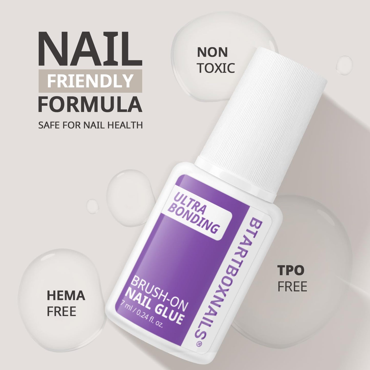 BTArtboxnails Brush On Nail Glue and Press On Nails Glue Remover Set - Acetone-Free, Odorless, Gentle & Non-Irritating Quick Apply & Remover for Fake Nails