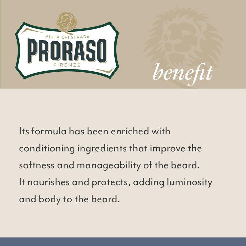 Proraso Azur Lime Beard Balm - Moisturizing Citrus & Mint Condition Beards & Soften New Beard Growth - Leave In Facial Hair Conditioner for Men - 3.4oz