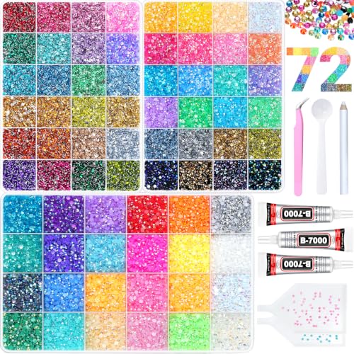Atifober 102000PCS Bedazzling Kit with 72 Colors Rhinestones & Glue
