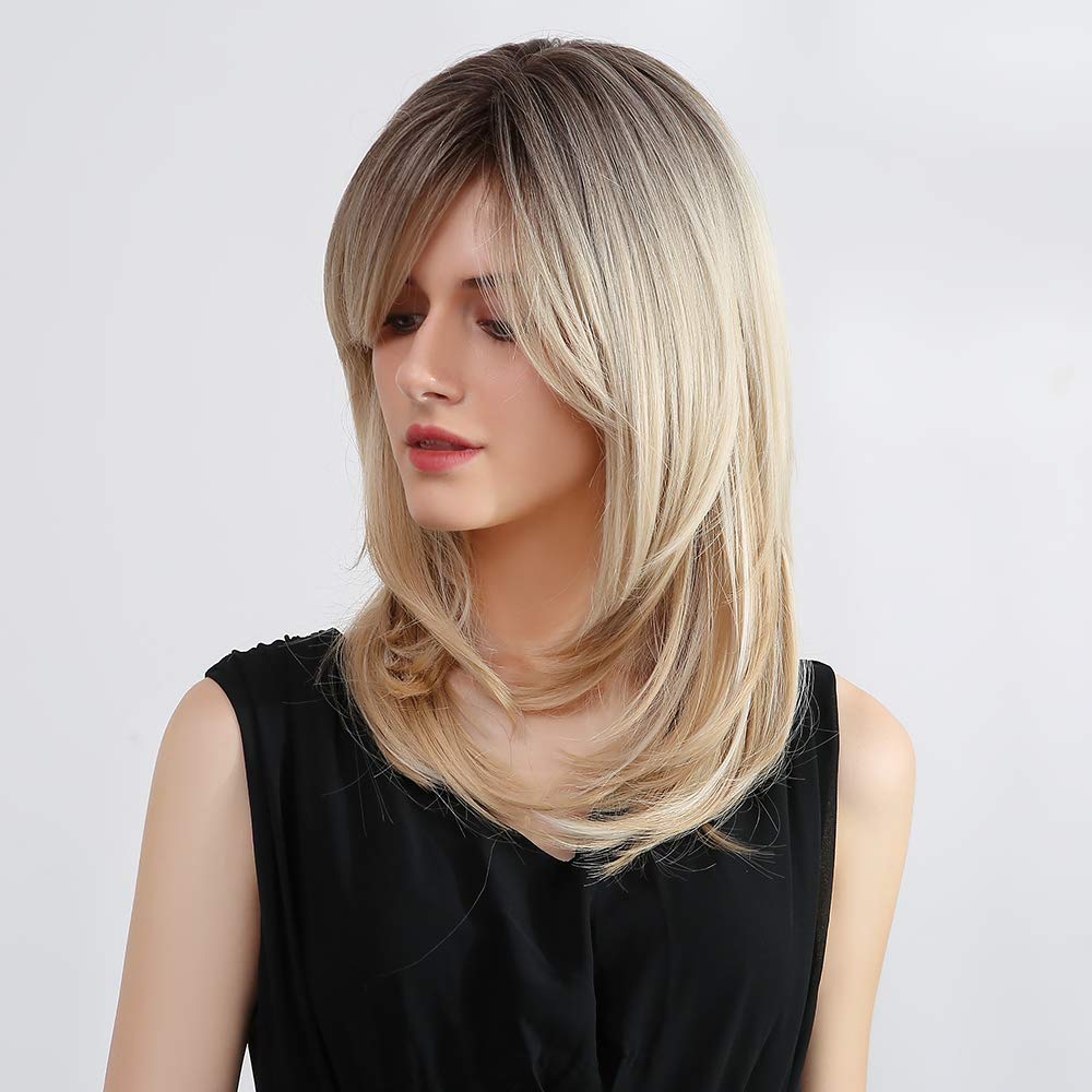 Long Layered Blonde Wig - Synthetic Hair with Bangs | Natural Wavy, Heat Resistant for Daily & Party Wear