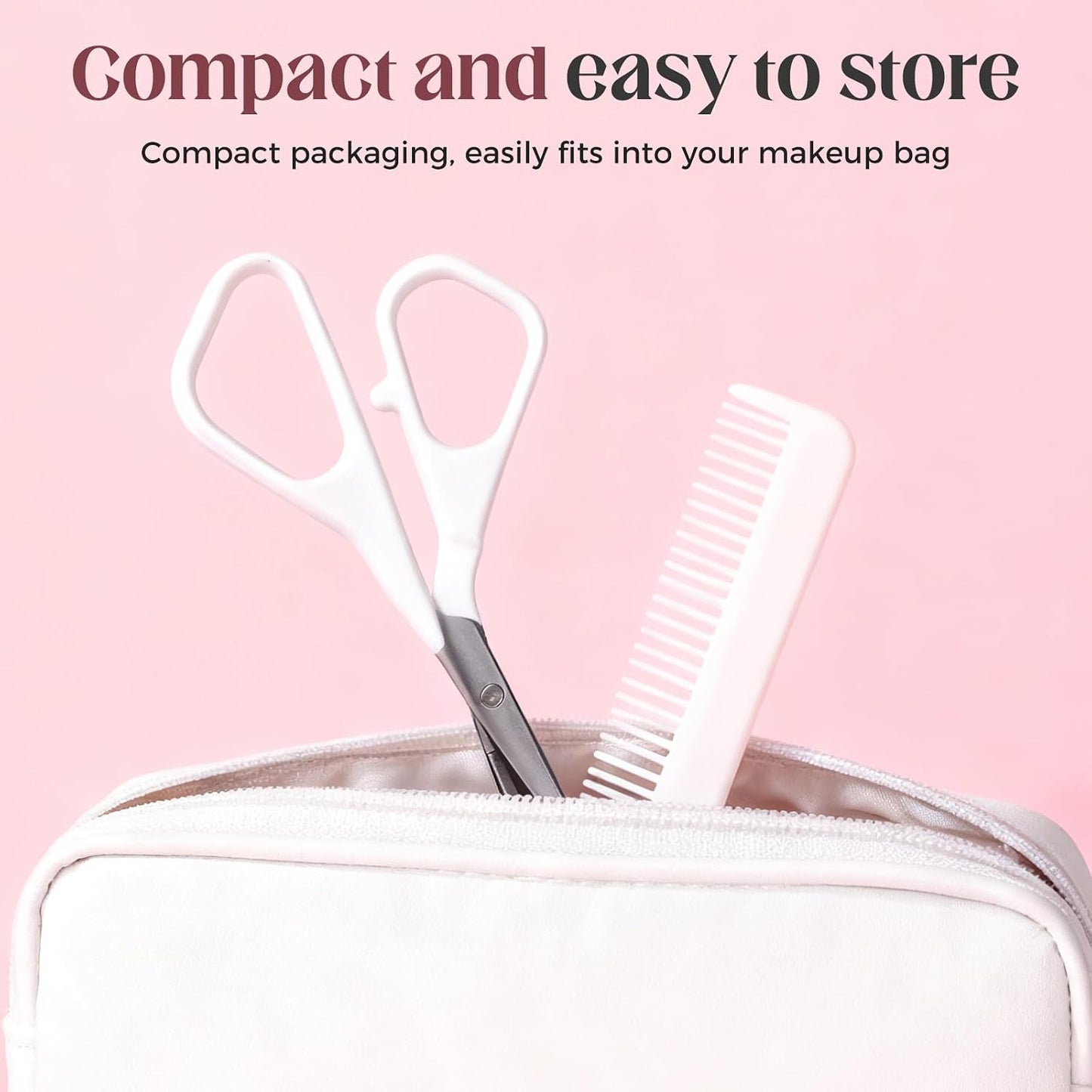 Precision Eyebrow Trimmer Scissor - 2025 Upgrade Grooming Kit | Portable Razor for Women (White)