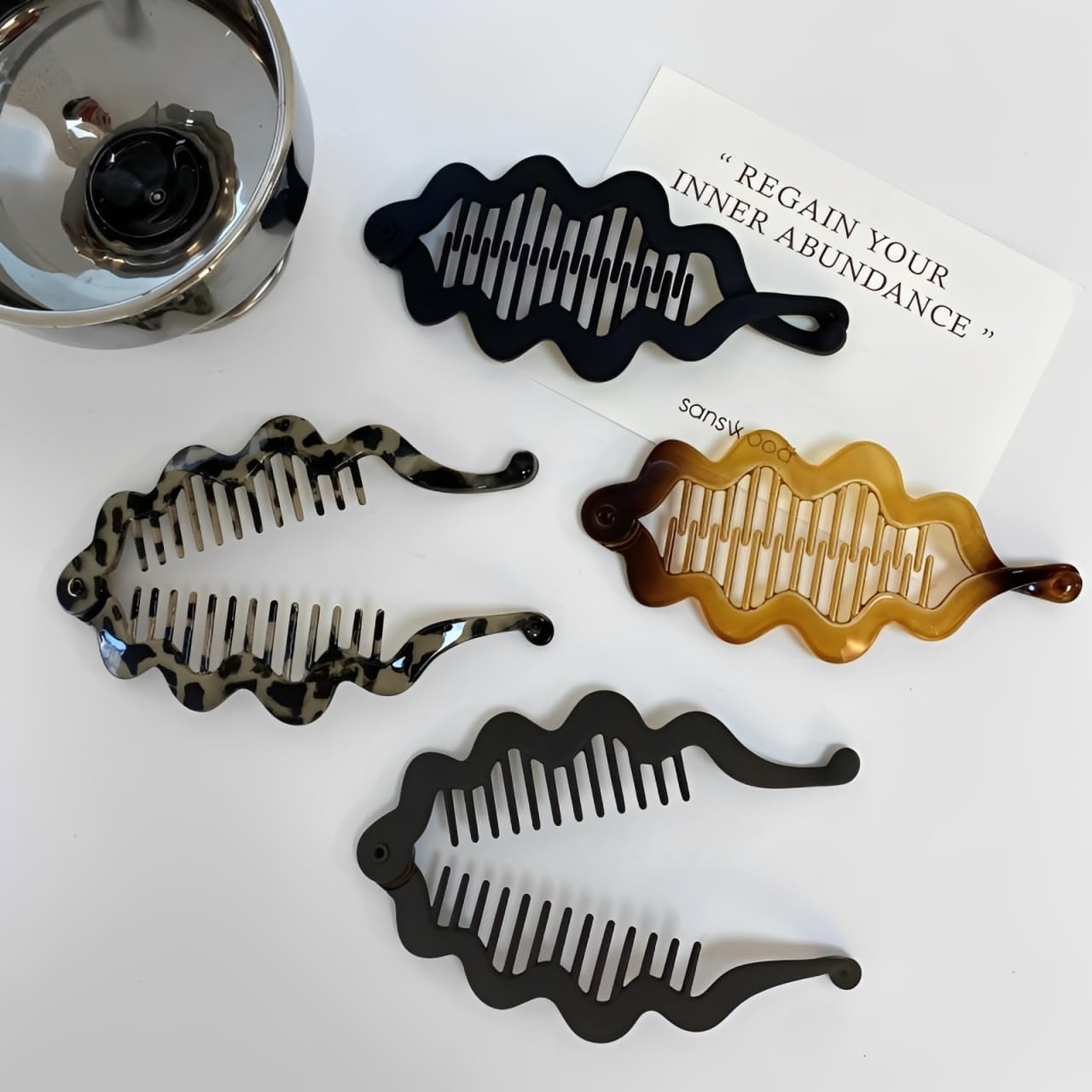Banana Clips for Women - Stylish Acrylic Hair Claw Clips for Thin Hair | Gentle Hold, No Crease, 4 Colors
