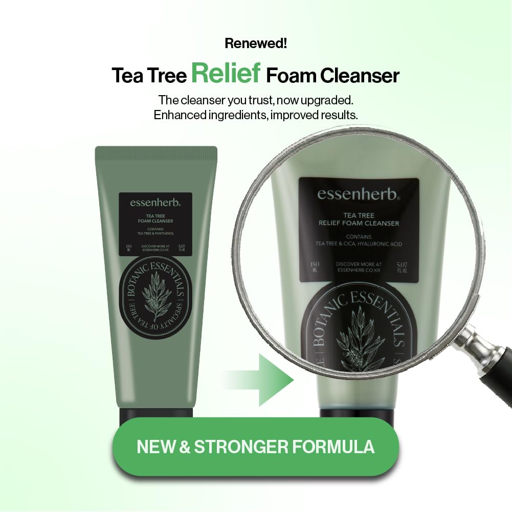 Tea Tree Relief Foam Cleanser - Gentle Daily Face Wash for Acne-Prone Skin | Soothes Redness & Minimizes Pores | 5.07 fl oz