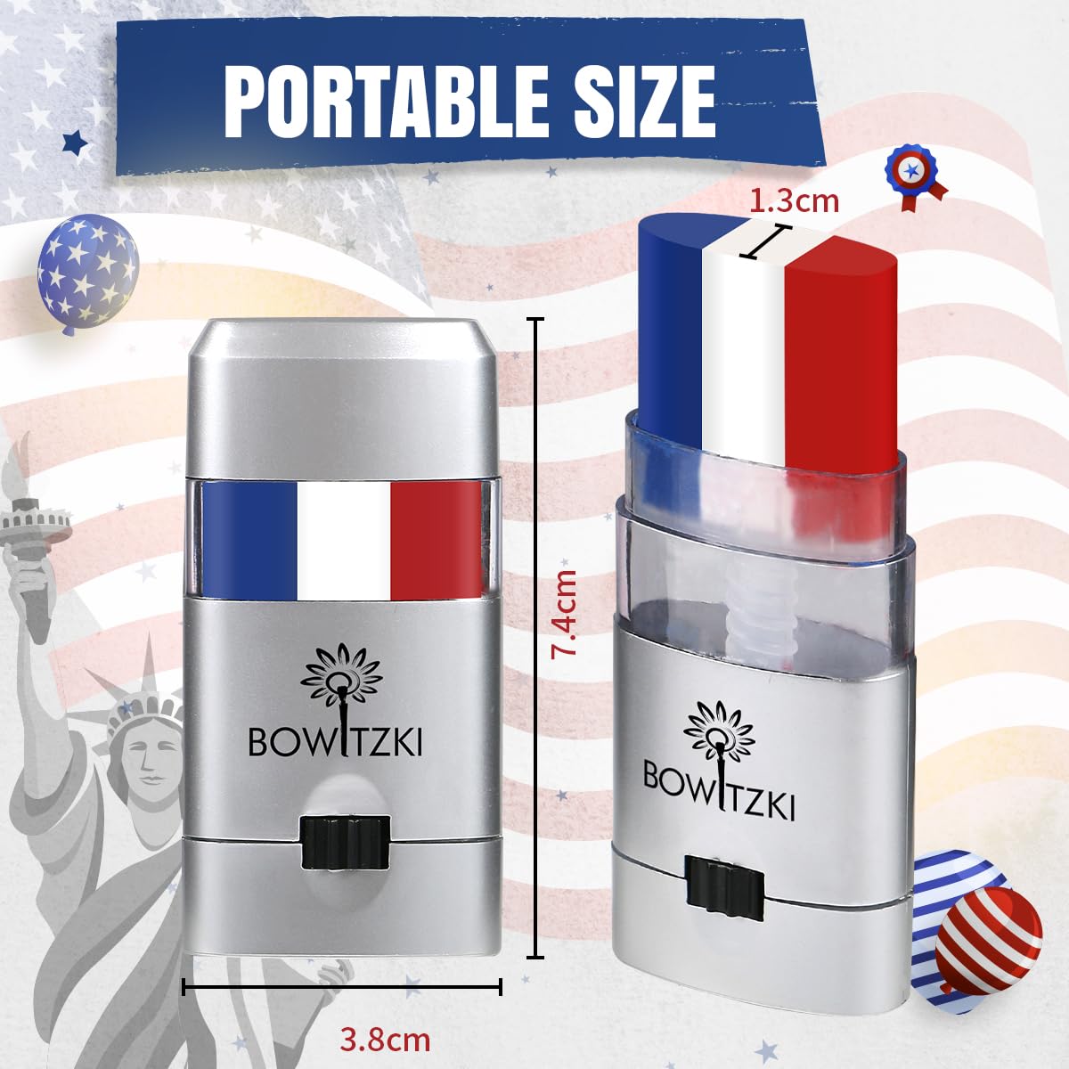 Patriotic Face Paint Sticks - 5PCS Red, White & Blue Makeup for 4th of July | Waterproof Eye Black for Sports Fans