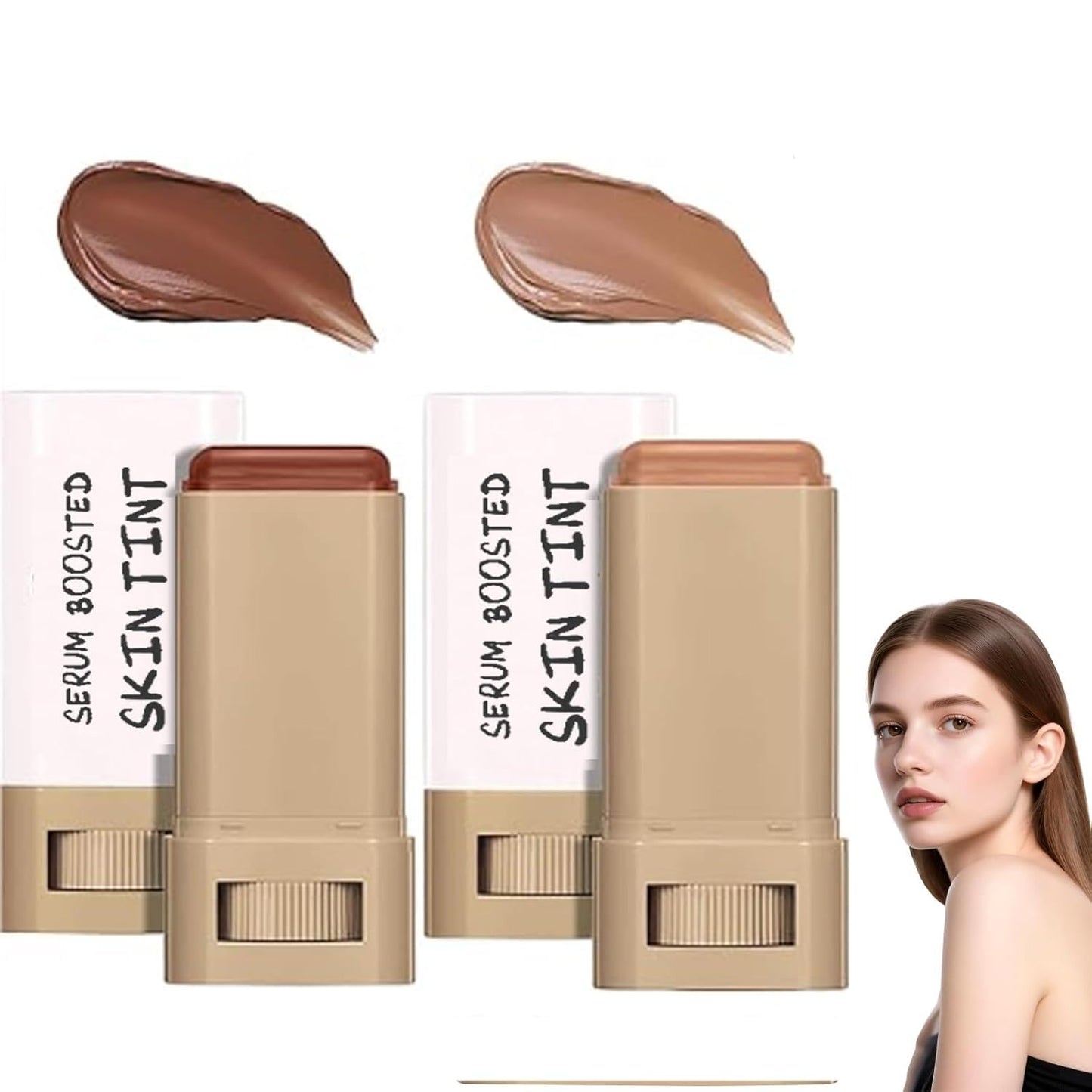 Foundation Stick - Serum-Boosted Tinted Moisturizer for Natural Finish | Longwear Contour Stick (#6 & #3)