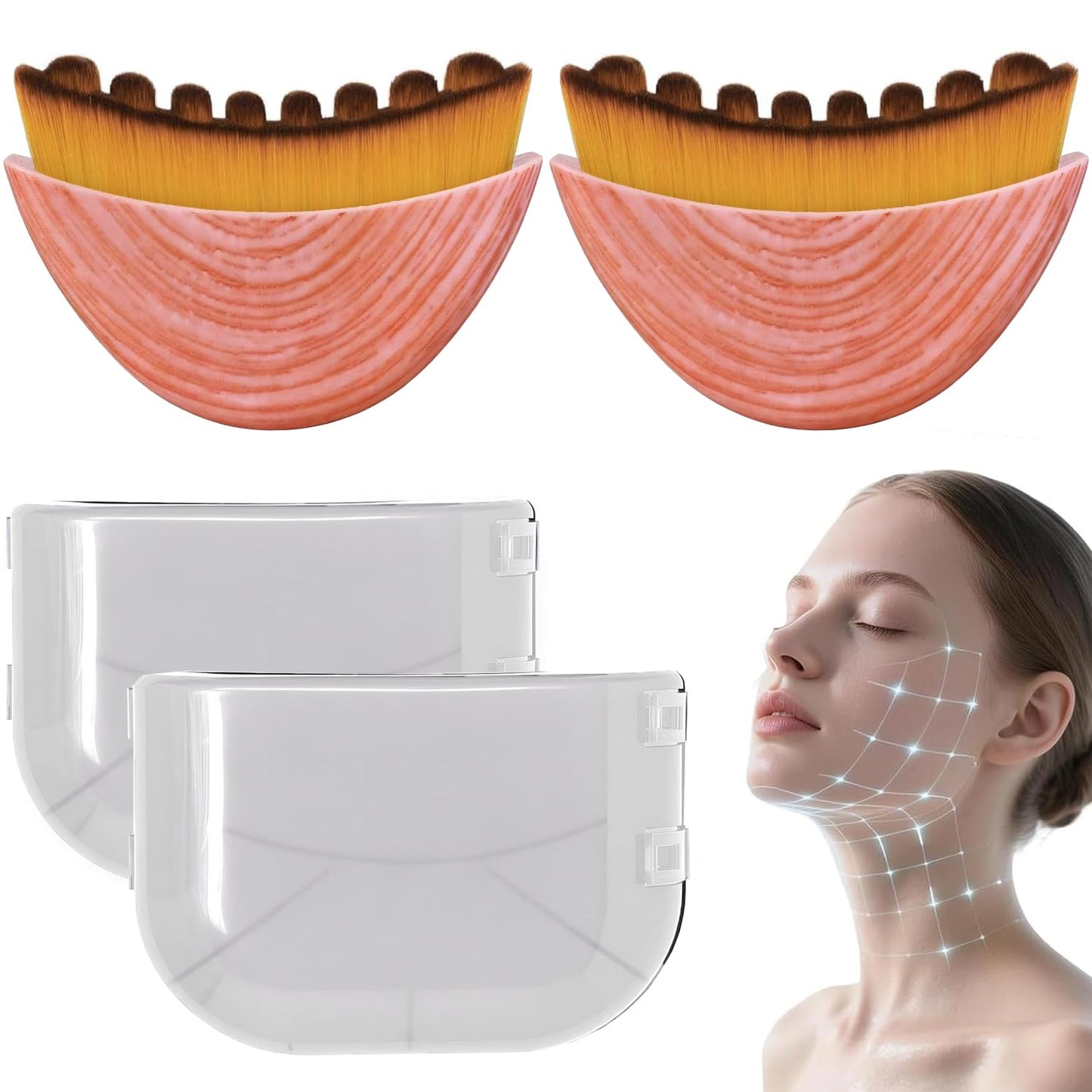 JBSZTH Lymphatic Contour Face Brush 2-Pack Gua Sha Massage Tool Drainage