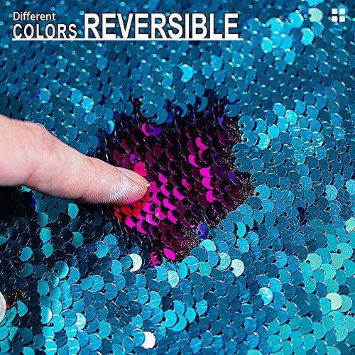 GA&EN Mermaid Reversible Sequin Drawstring Backpack - Blue/Violet Red