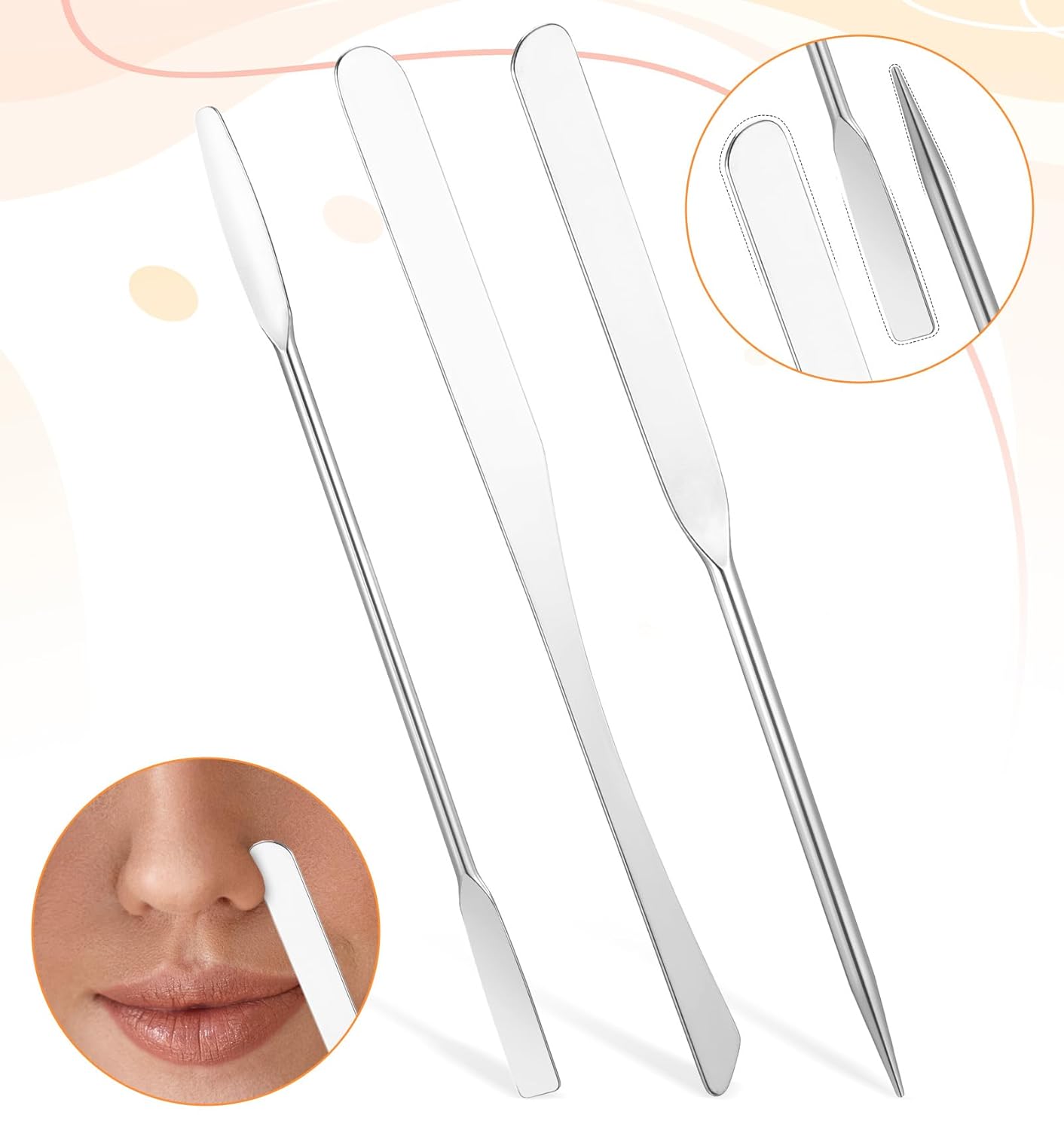 Stainless Steel Foundation Spatula Set - 3 Pcs Makeup Mixing Tool for Even Application | Easy to Clean