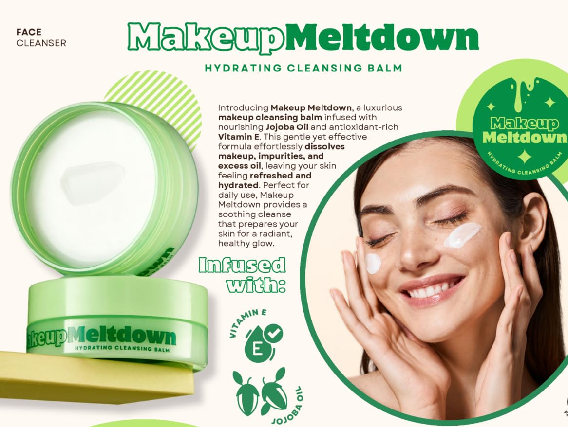 OZ LAB Makeup Meltdown Cleansing Balm – Hydrating Makeup Remover for Face and Eyes – Jojoba Oil and Vitamin E – Gentle Balm to Oil Cleanser for All Skin Types – 3.5 oz
