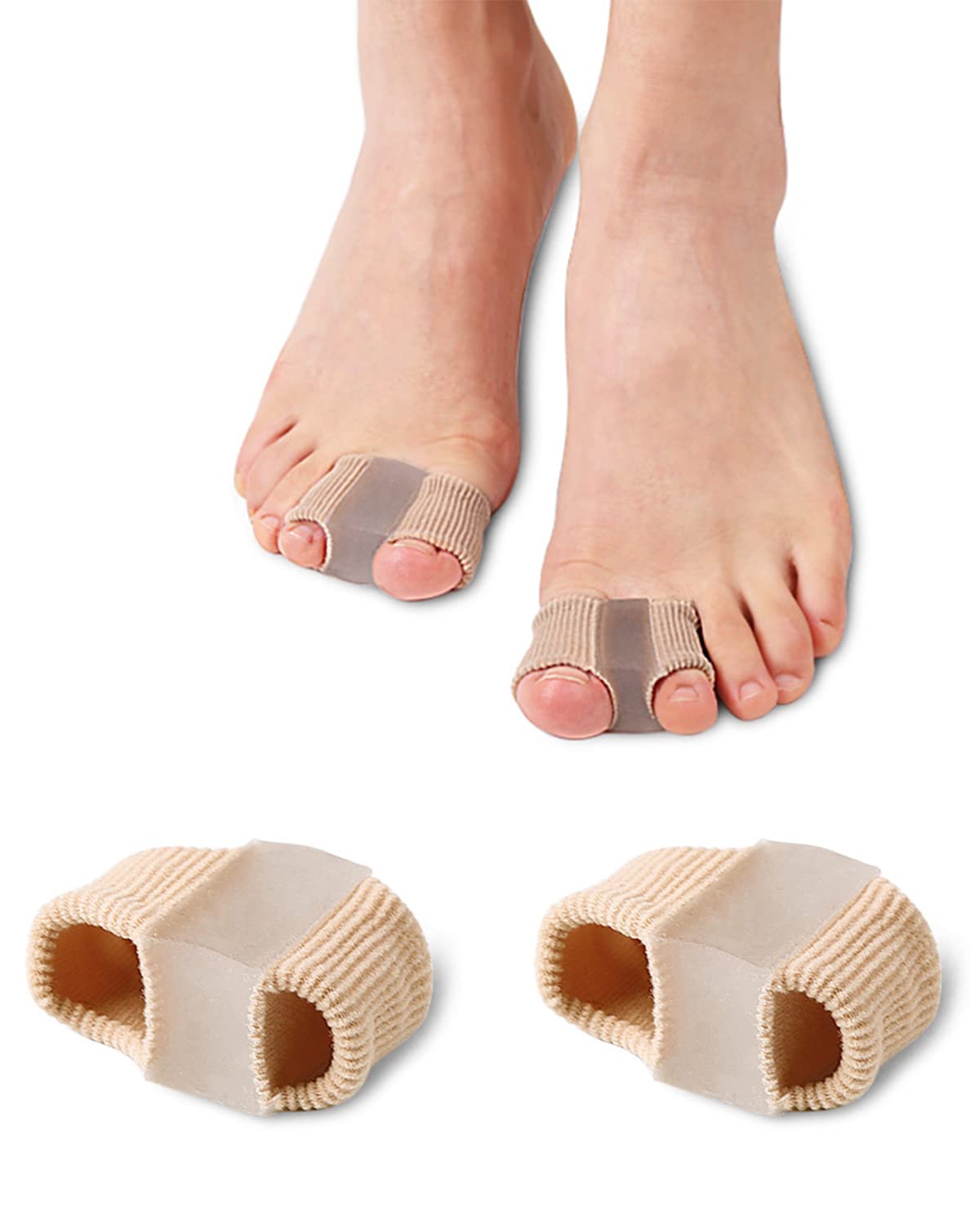 Bunion Toe Separators for Overlapping Toes - Gel Spacers with 2 Loops | Hammer Toe Straightener (2PC)