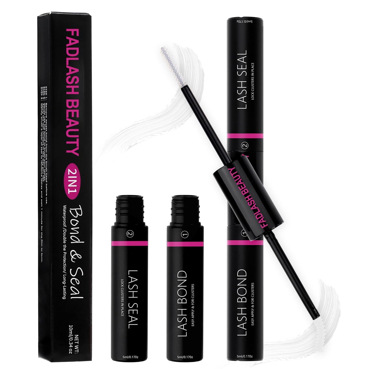 Lash Glue DIY Eyelash Glue for Lashes Clusters Latex-Free Waterproof Latex-Free 2-in-1 Lash Bond and Seal for Self-Application at Home Lash Cluster Glue 10ml Long-Lasting 48-72H