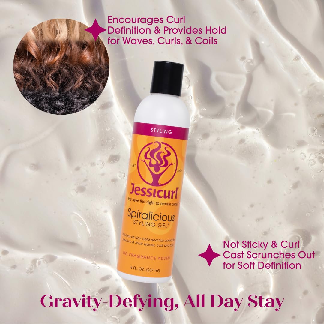 Jessicurl Spiralicious Gel - Curl Defining & Frizz Control | Island Fantasy, 32 Fl Oz