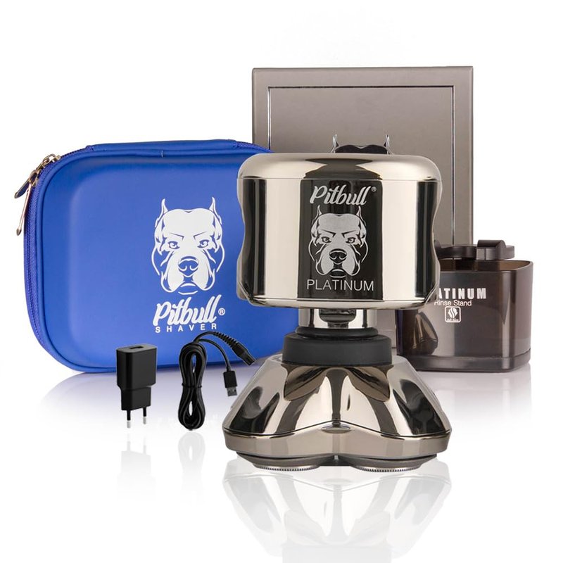 Skull Shaver Pitbull Platinum Electric Razor -for a Perfect Bald Look Wet/Dry 5 Head 4d Cordless USB Rechargeable Rotary Shaver