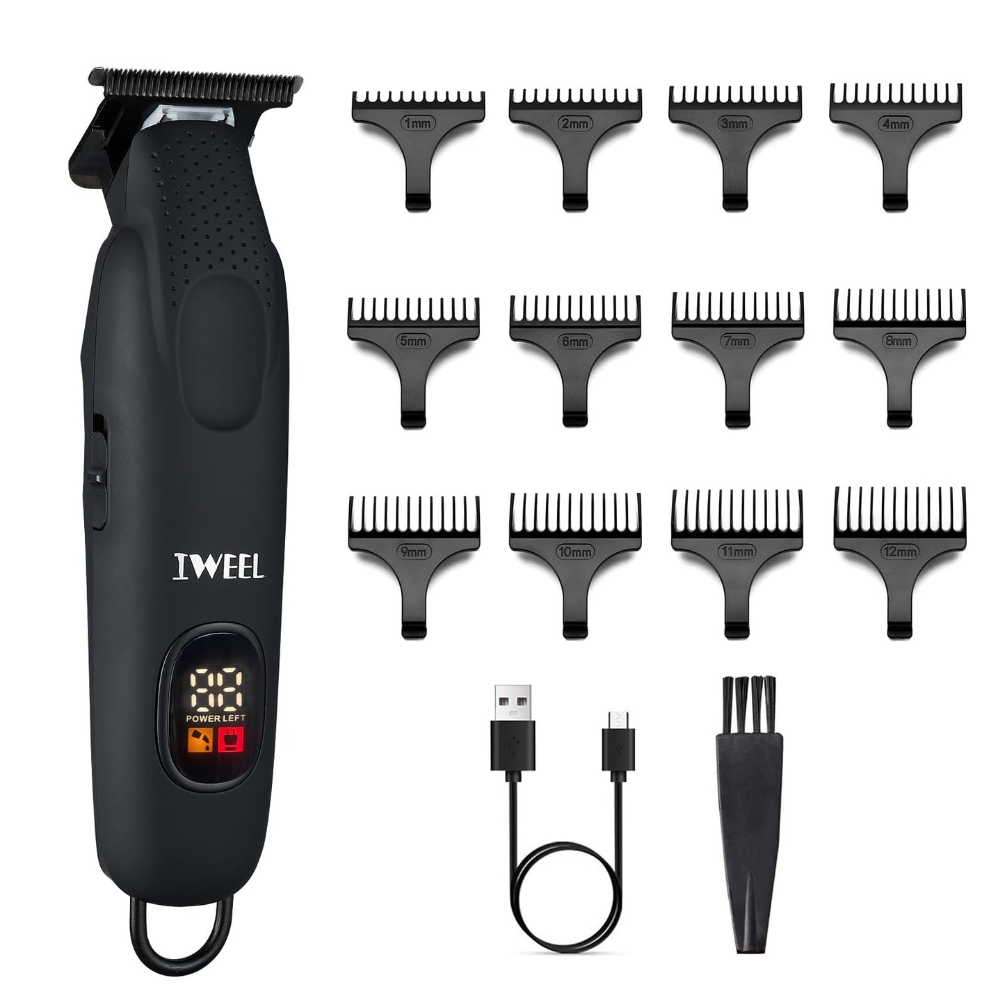 IWEEL Beard Trimmer for Men Professional Hair Trimmer for Men Hair Clippers Eletric Razor Shavers Zero Gapped T Blade Edgers Liners Cordless Rechargeable Mustache Grooming Kit for Body