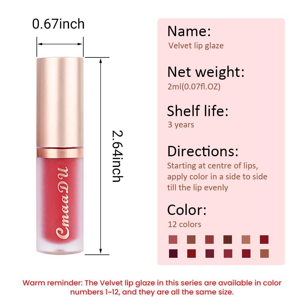 Dark Sexy Red Matte Liquid Lipstick - 24 Hour Silky Velvet Finish for All Skin Tones | Long-Lasting Gloss Set