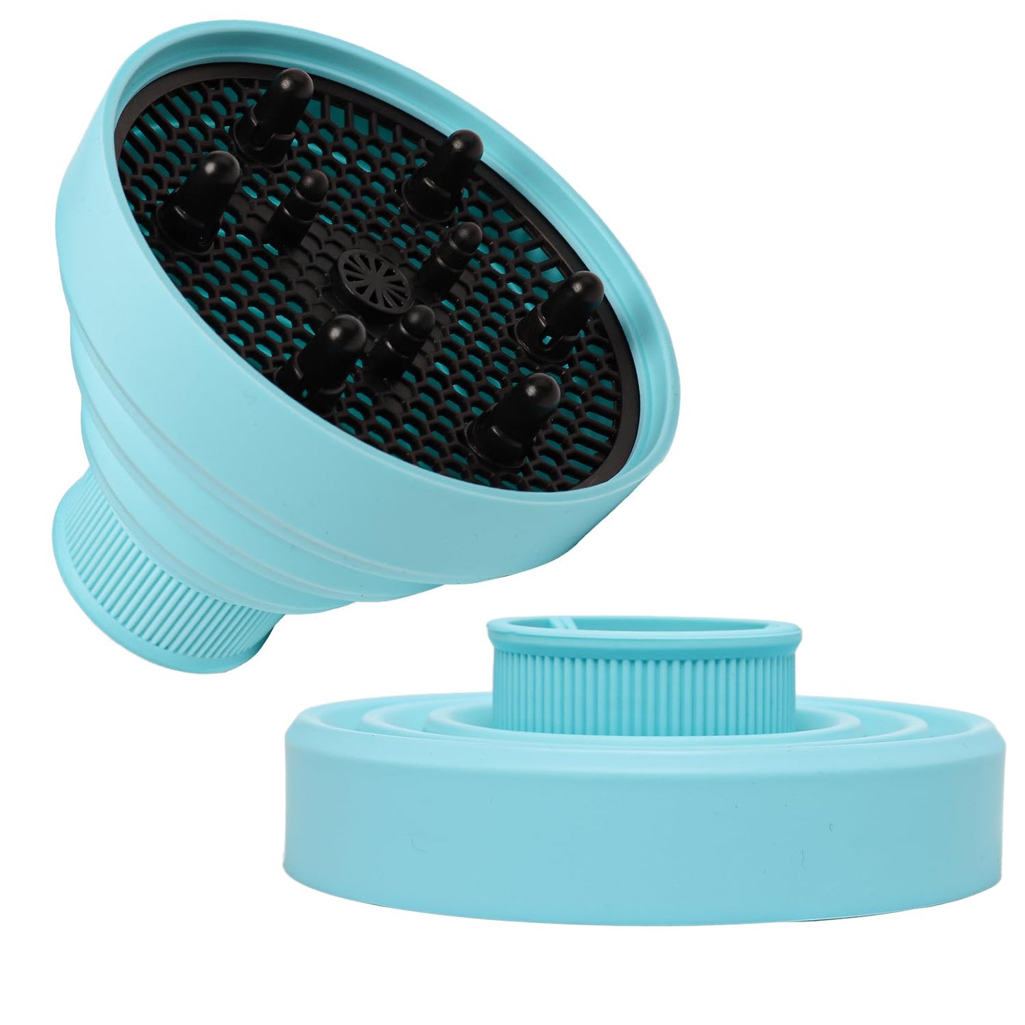 Collapsible Hair Dryer Diffuser Attachment - Foldable & Portable Travel Design | Fits Most Hair Dryers (1.575-1.968 Inch Nozzle) - Blue