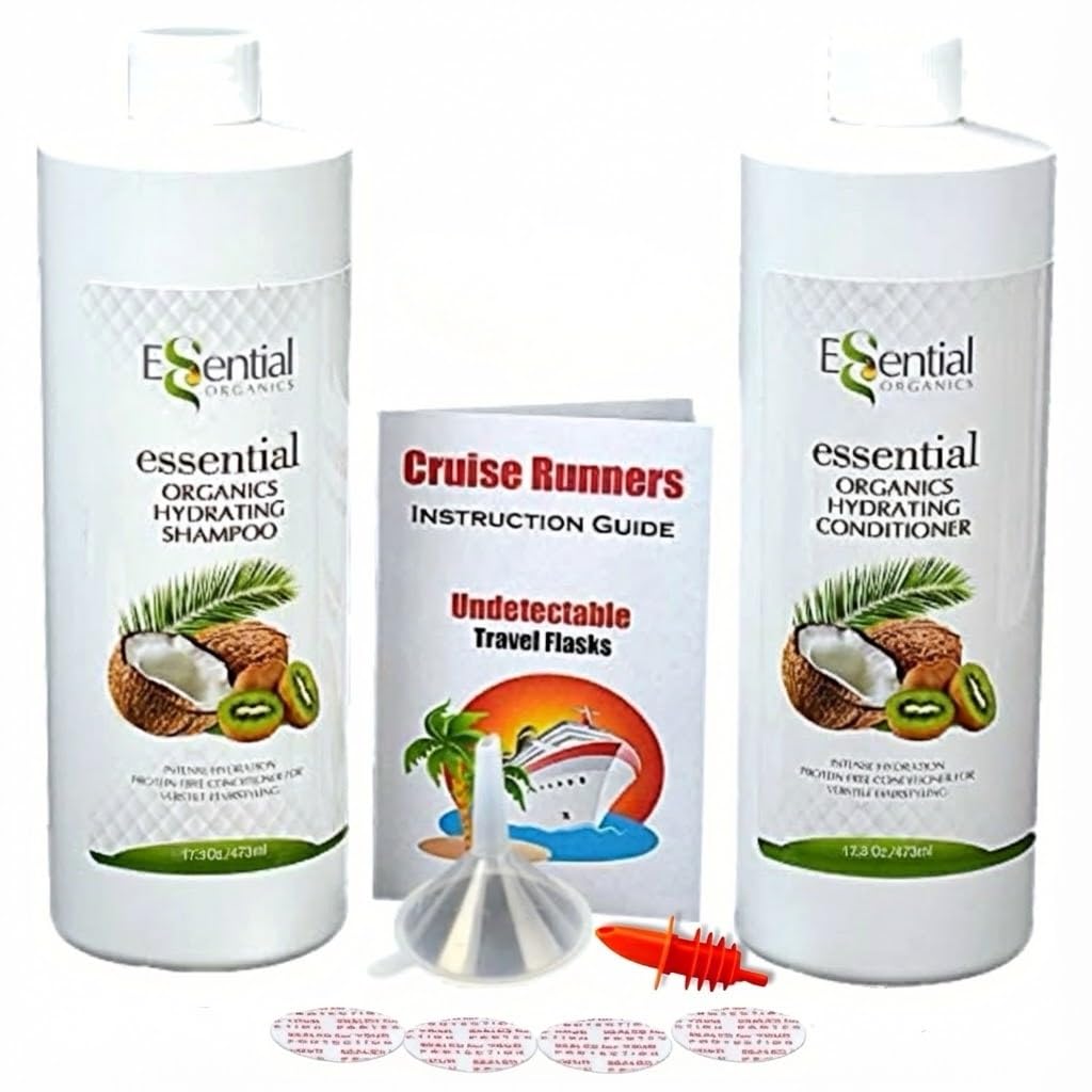 Cruise Runners 2x17.3oz Rum Runners for Cruise Liquor Smuggle Bottle Empty Shampoo Bottles Hidden Alcohol Container Flasks for Liquor Disguise Secret Plastic Flask Discreet