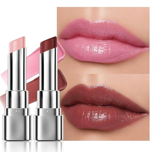 HHLTOH 2Pcs Tinted Lip Balm Moisturizing Lipstick – Deep Rose Colored Bean paste & Soft Pale Pink Sheer Hydrating Lip Color for Dry Lips – Nourishing Lip Balm for All Women with a Subtle Natural Scent