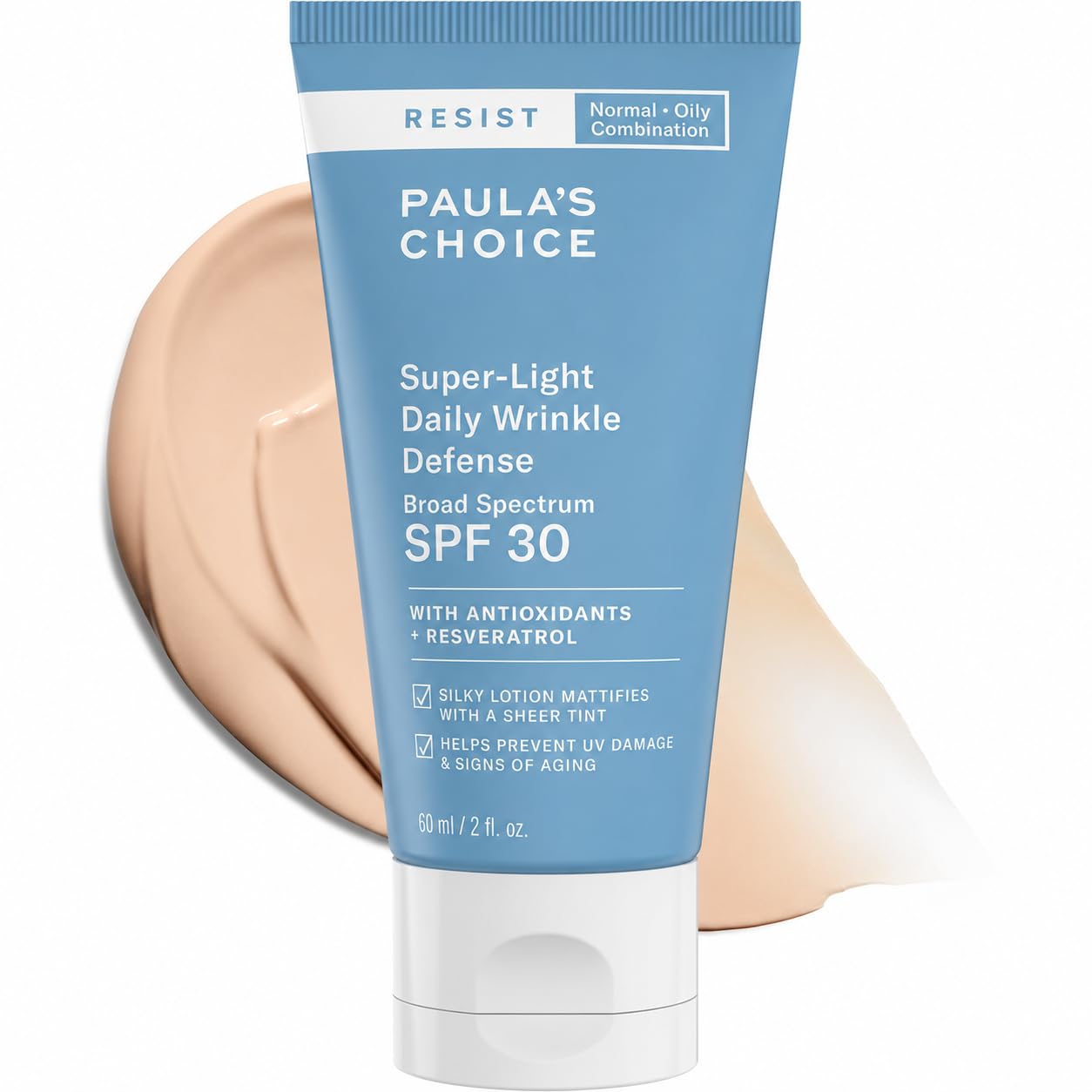 Paula's Choice RESIST SPF 30 Mineral Sunscreen - Lightweight Daily Wrinkle Defense for Oily Skin | Fragrance-Free, Matte Finish