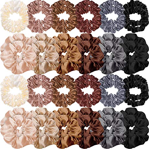 48 Pcs Satin Hair Scrunchies Set for Women & Girls – Elastic Ponytail Holders & Hair Accessories