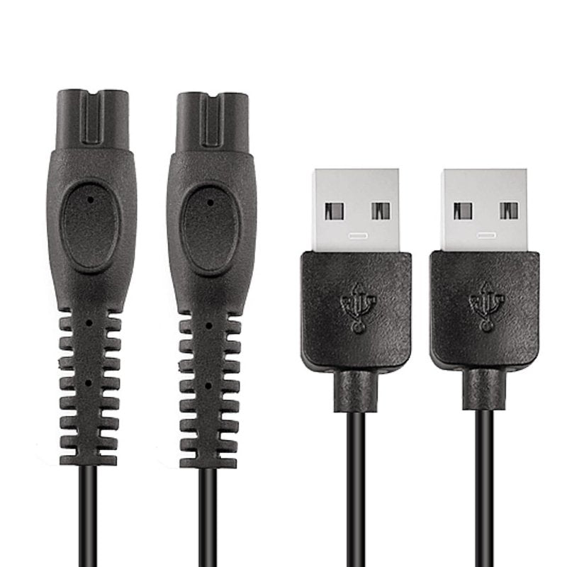 Qjin USB Charging Cable for Philips Norelco Shaver S3243, S3341, S5880, S7885, S7886, S7887, HS7980, HS9980, X3001, X9002, XP9402 - Power Cord 5V - 2 Pcs