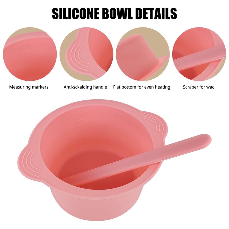 1 Pack Silicone Wax Warmer Liner with Spatula Sticks, Reusable Silicone Waxing Bowl, Wax Pot Liner for Hair Removal (1)