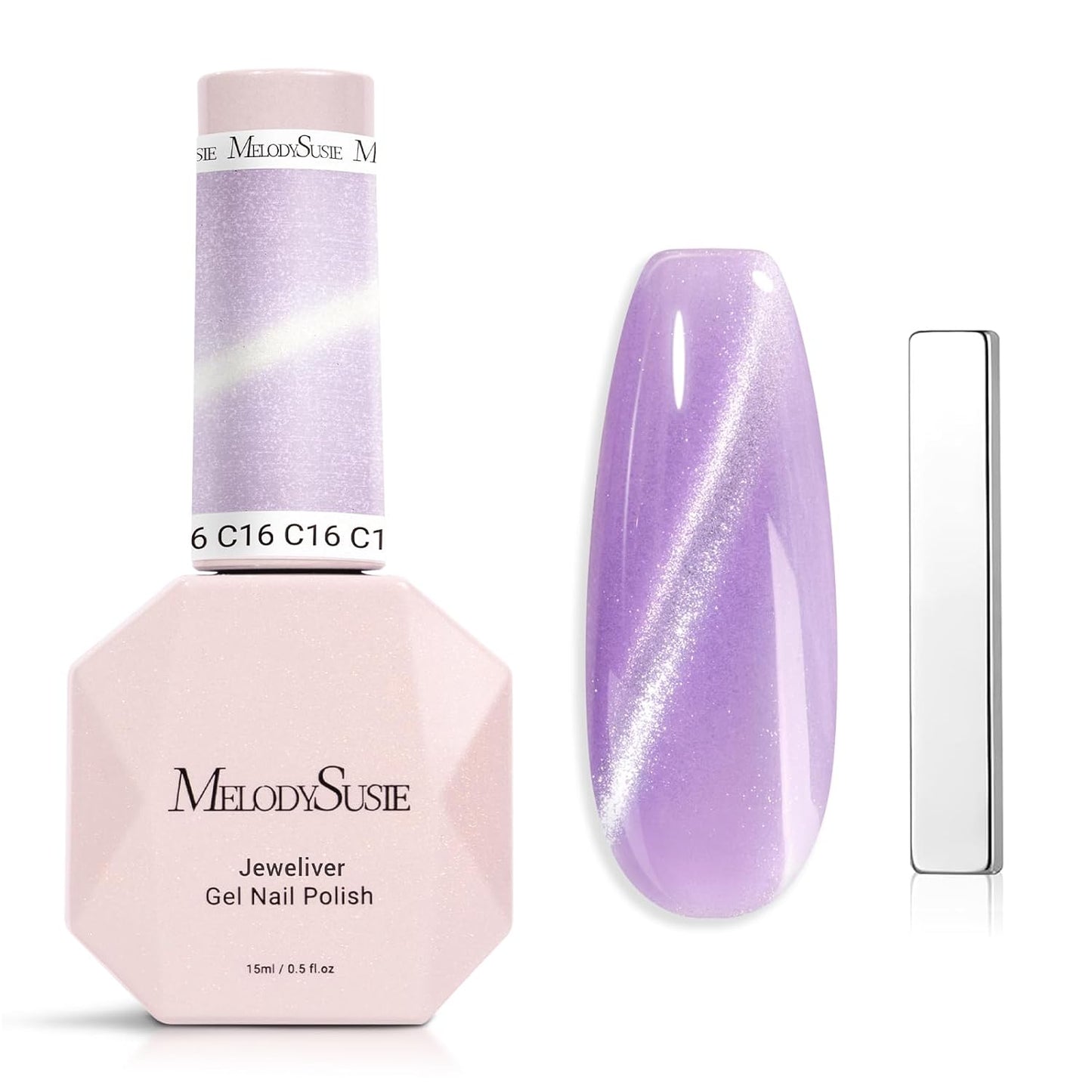 MelodySusie Cat Eye Gel Nail Polish - Burgundy Red Glitter Holographic | 0.5 Fl Oz UV Nail Art