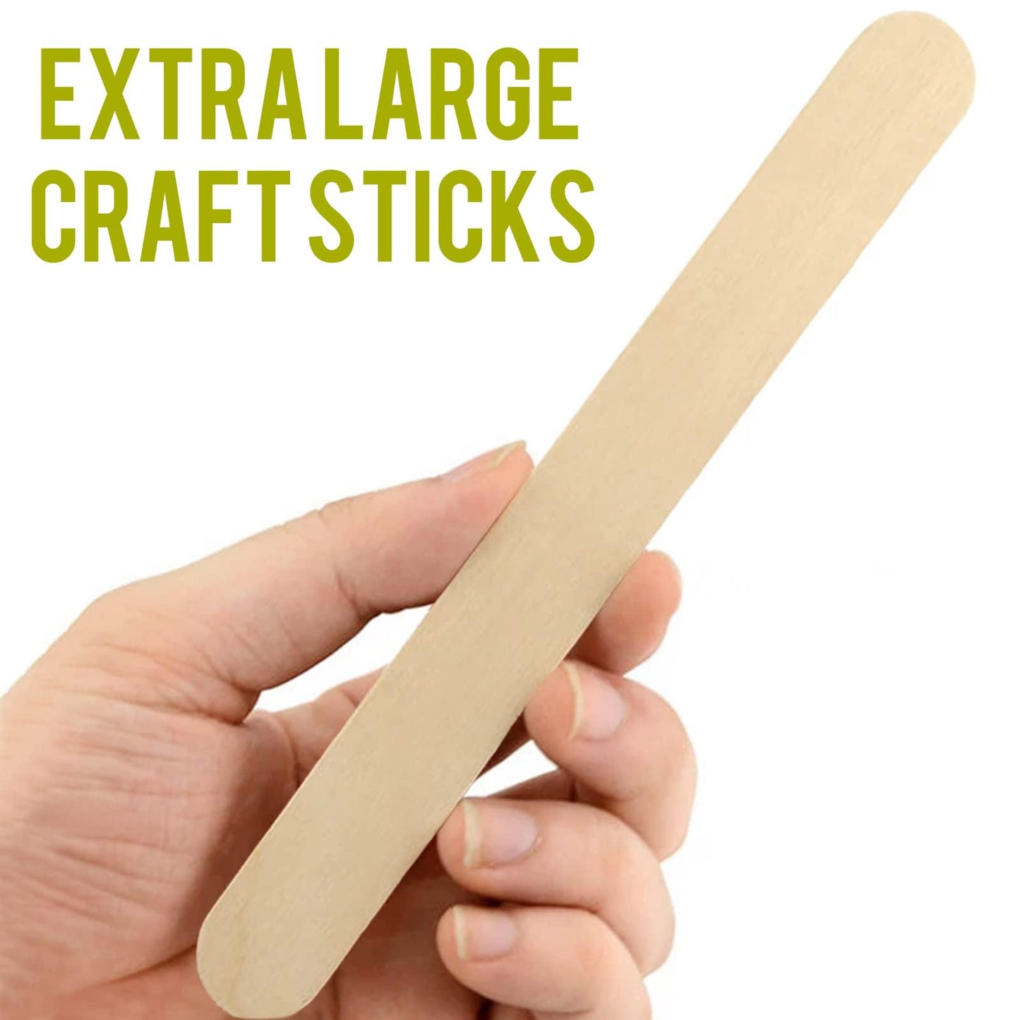 WISYOK 8 inch Popsicle Sticks, 500 Pcs Jumbo Wood Craft Sticks, Fan Handles, Large Popsicle Sticks for Crafts, Wedding Programs, Great for DIY Creative Designs