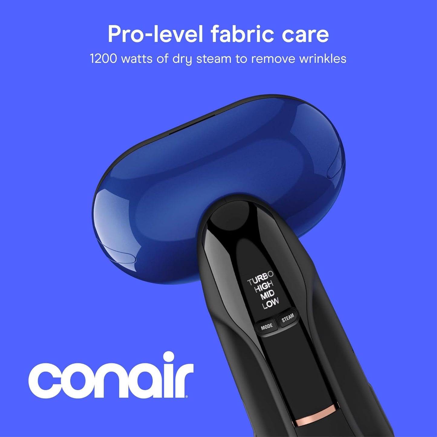 Conair 2-in-1 Handheld Steamer & Iron - Turbo ExtremeSteam 1875W | Versatile Vertical & Horizontal Steam Iron, Black/Blue, Model GS108