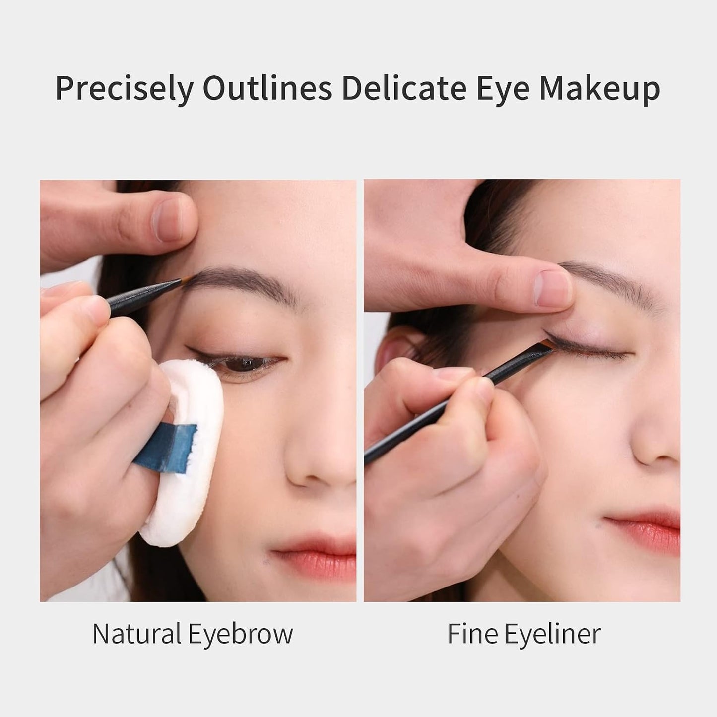 Angled Eyeliner Brushes Set - Ultra Thin Synthetic Bristles | 2pcs Eye Makeup Tool