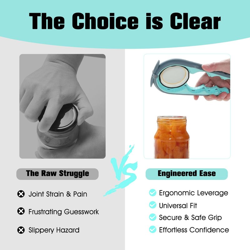 Jar Opener Bottle Opener, 5-in-1 Multi-Function Can Opener with Ergonomic Non-Slip Handle, Kitchen Tool Set for Weak Hands, Seniors with Arthritis, Blue
