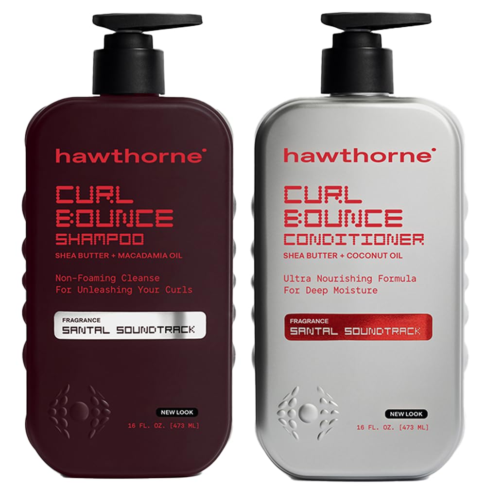 Hawthorne Curl Bounce Men's Curly Hair Shampoo & Conditioner Set - Sulfate-Free, Shea Butter & Macadamia Oil | 16 oz Each
