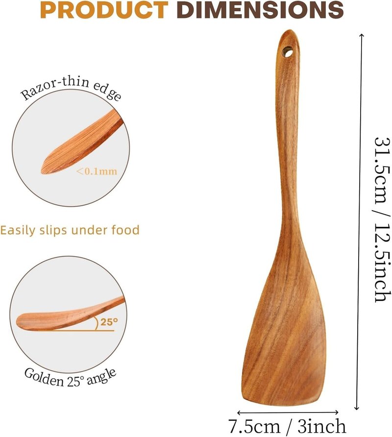 Flat Edge Cooking Spatula - Smooth Handle Utensil for Flipping & Serving | Brown Color