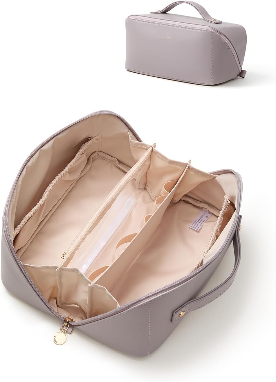 Travel Makeup Bag - Large Capacity Waterproof PU Leather Cosmetic Organizer for Skincare & Brushes | Portable Toiletry Bag