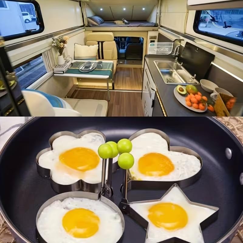 Stainless Steel Egg Rings - 4 Pack for Perfectly Shaped Eggs | Non-Stick Cooking Tool