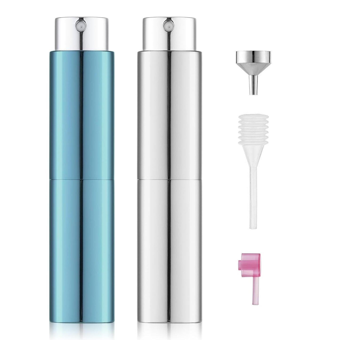 8ML Atomizer Perfume Spray Bottle - Travel-Friendly Empty Cologne Dispenser | Glossy Black & Silver (2 Pack)
