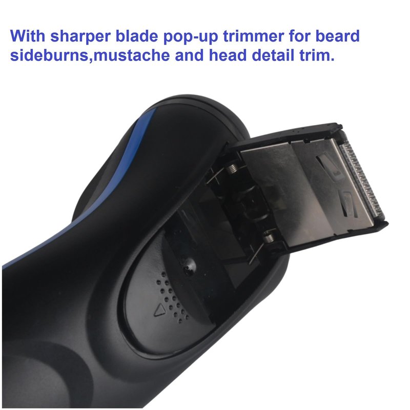 VSTSERIES Corded Electric Razor for Men,Face and Bald Head Shaver,3D Rotary Close Shaving Machine.Plug in 10 000RPM Powerful Razor for Bold Heavy Hair,24w Stubble Beard Clipper with Pop-up Trimmer