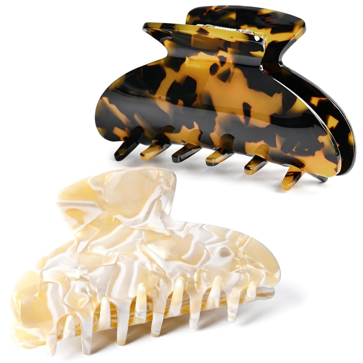 Hair Claw Banana Clips - Tortoise & Leopard Print Celluloid Barrettes | Large Fashion Accessories for Women