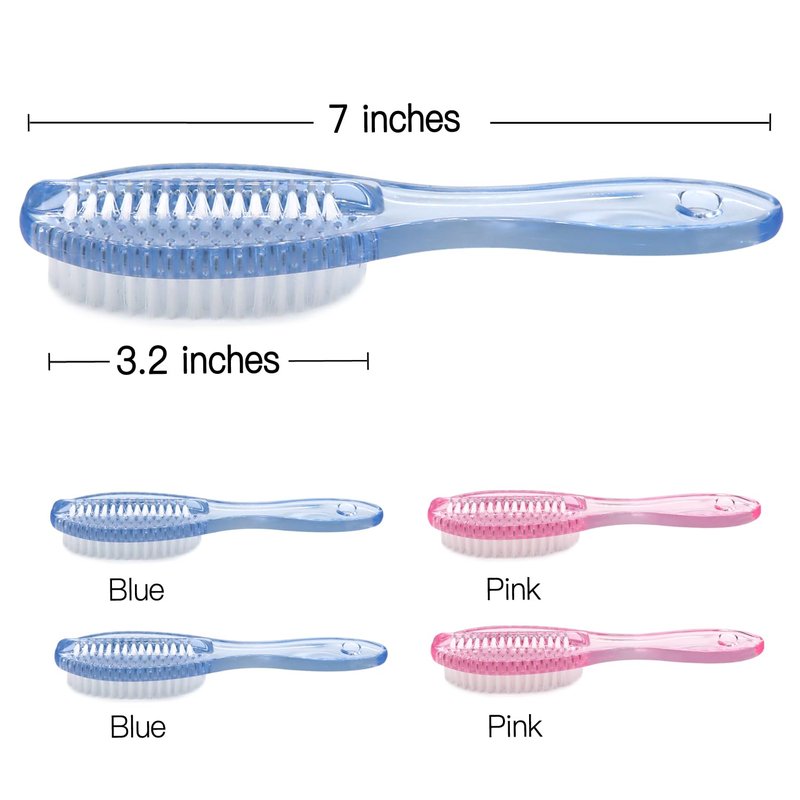 Handle Grip Nail Brush Two Sided Hand Fingernail Cleaning Brush Foot Scrub Brush Soft Stiff Bristles Fingernails Toenails Toes Scrubber Brushes for Men Women Kids, 4 PCS