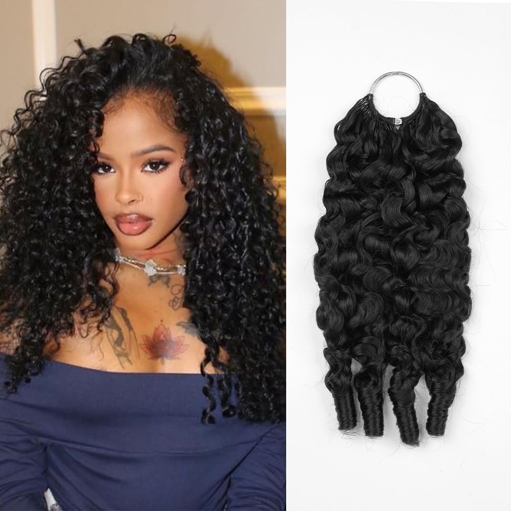 Burmese Curly Crochet Human Hair Extensions - 16 Inch, 50g, Natural Black | Perfect for Black Women