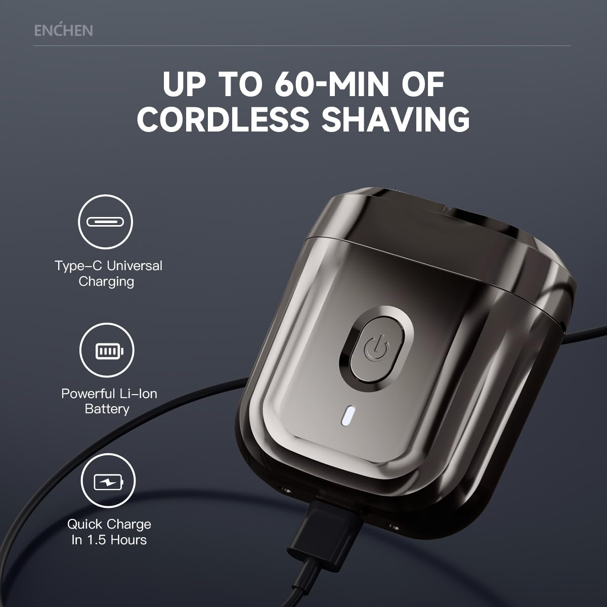 ENCHEN Electric Shavers for Men – Portable, Waterproof, Rechargeable Dual-Head Design, Close & Smooth Shaves, Travel-Size Pocket Fit for Men